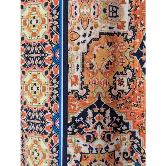 London Times Orange Blue Design 3/4 Sleeve Slip Over Head Dress Womens Size 10 - Picture 3 of 8